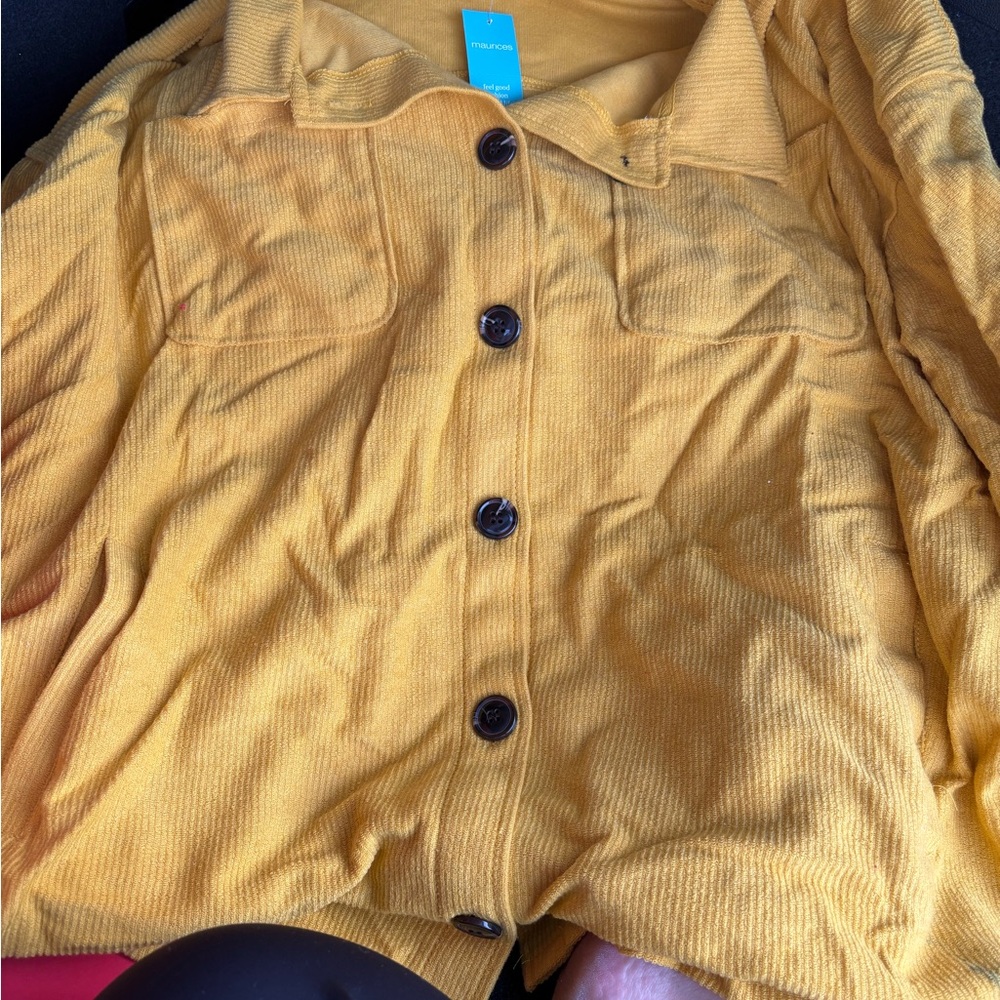 NWT Maurices Mustard Corduroy Soft Shacket